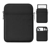 MoKo Padded Ereader Sleeve Case for 6-7 inch Tablet Sleeve Bag Protective Cover Pouch with a Carabiner, Compatible with 7" eReader Colorsoft Signature Edition/Paperwhite 12th Gen. 2024, Black