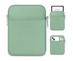 MoKo Padded Ereader Sleeve Case for 6-7 inch Tablet Sleeve Bag Protective Cover Pouch with a Carabiner, Compatible with 7" eReader Colorsoft Signature Edition/Paperwhite 12th Gen. 2024, Dark Green