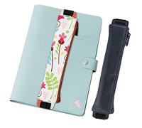 MoKo Pencil Case (2 Pack), PU Leather Pen Pencil Pouch Holder Stationery Zipper Bag with Elastic Strap for Pens, Pencils, Markers, Eraser - Printing & Dark Blue