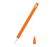 MoKo Pencil Case Compatible with Apple Pencil 2nd Gen, [2 Pieces] Silicone Pencil Holder Sleeve and Nib Cover, Protective Pencil Cover for Apple Pencil 2nd Generation, Orange