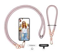 MoKo Phone Lanyard for iPhone, Adjustable Crossbody Phone Strap with Patch, MobilePhone Lanyard NeckStrap×1, Wrist Strap×1, Patch×2, Rose Gold