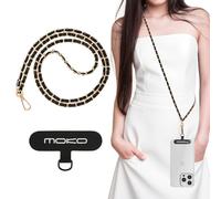 MoKo Phone Lanyard, Metal Phone Chain Anti-Theft Strap Crossbody for iPhone and Most Smartphones, Secure Neck Holder for Travel, Commute & Daily Shop, Hands-Free Design to Prevent Loss, Gold & Black