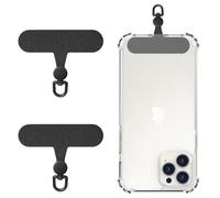 MoKo Phone Tether Tab 2 Pack, 360° Rotatable Phone Lanyard Patch, Polyester Strap Replacement Part with Metal Frosted Ring, Universal Strap Tabs for Most Full Coverage Cases, Black