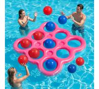 MoKo Pool Water Toys Tic-Tac-Toe Games Set, Inflatable Floats Toy with 10 Balls, Pool Games for Family Party Outdoor Beach Adults Teens Kids 2-10 Players, Magenta