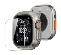 MoKo Protective Case for Apple Watch Ultra 3/2/1 49mm, With Tempered Glass Screen Protector and Back Cover 360° Full Protection for iWatch, Rugged Bumper Metal Cover for Smartwatch, Titanium