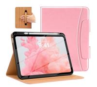 MoKo PU Leather Case for iPad A16 11th Gen 11 Inch/iPad 10th Gen | Pencil Holder & Hand Strap & Pocket, Auto Wake/Sleep, Multiple Viewing Angles, Folio Stand Cover, Cinnamon Pink