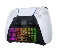 MoKo RGB Backlight Keyboard for PS5 Controller, Bluetooth Wireless Mini Gamepad Chatpad for Playstation 5 with Upgraded Built-in Speaker & 3.5mm Audio Jack for PS5 Controller Accessories