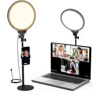 MoKo Ring Light with Stand & Phone Holder, 10" Full-Screen LED Big Desk Ring Light, Dimmable Selfie Ring Light for Video Conference,Video Recording,Live Streaming,YouTube,TikTok,Makeup,Home Office