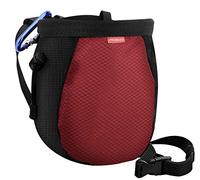MoKo Rock Climbing Chalk Bag, Bouldering Chalk Bag Bucket with Adjustable Belt & Carabiner Drawstring Climbing Chalk Bag for Rock Climbing Weight Lifting Gymnastics Crossfit - Black & Red