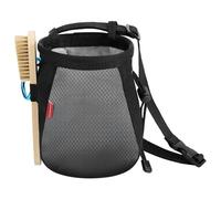 MoKo Rock Climbing Chalk Bag, Bouldering Chalk Pot Bucket with Adjustable Belt & Carabiner Drawstring Climbing Gear for Rock Climbing Weight Lifting Gymnastics Crossfit - Black+Grey