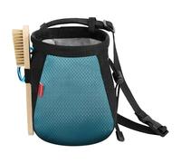 MoKo Rock Climbing Chalk Bag, Bouldering Chalk Pot Bucket with Adjustable Belt & Carabiner Drawstring Climbing Gear for Rock Climbing Weight Lifting Gymnastics Crossfit - Black+Light Blue