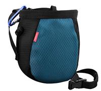 MoKo Rock Climbing Chalk Bag, Bouldering Chalk Bag Bucket with Adjustable Belt & Carabiner Drawstring Climbing Chalk Bag for Rock Climbing Weight Lifting Gymnastics Crossfit - Black & Royal Blue