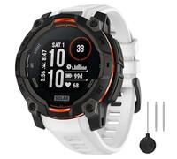 MoKo Rubber Sport Watch Band Compatible with Garmin Instinct 3 Solar 45mm/Instinct 3 Amoled 45mm, Adjustable Watch Band Replacement Waterproof Lightweight Strap Wristband, White