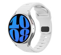 MoKo Rugged No Gap Straps Compatible with Samsung Galaxy Watch 7 FE 6 5 4 Strap 40mm 44mm/Watch 6 4 Classic 43mm 47mm 42mm 46mm/Watch 5 Pro 45mm, Silicone Replacement Sport Band Men, White