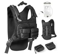 MoKo Running Hydration Vest with 2L Water Bladder, Lightweight Chest Pack Reflective Water Backpack with Gear Holder, Detachable 2×Small Pockets for Men Women Marathon, Hiking, Biking, Running, Black