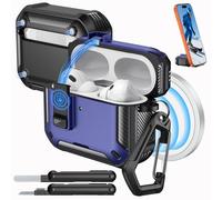 MoKo Safety Lock Case for AirPods Pro 3 (2025), Black + Dark Blue
