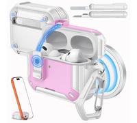 MoKo Safety Lock Case for AirPods Pro 3 (2025), White + Pink