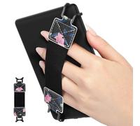 MoKo Security Hand-Strap for 6-8" eReaderFire Tablet, Kindle/Kobo/Voyaga/Lenovo/Sony Kindle E-Book Tablet, Elastic Versatile Hand Strap Lightweight Finger Grip Holder, Black & Pink