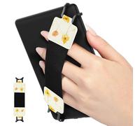 MoKo Security Hand-Strap for 6-8" eReaderFire Tablet, Kindle/Kobo/Voyaga/Lenovo/Sony Kindle E-Book Tablet, Elastic Versatile Hand Strap Lightweight Finger Grip Holder, Flower on White