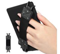MoKo Security Hand-Strap for 6-8" Kindle eReaderFire Tablet, Kindle/Kobo/Voyaga/Lenovo/Sony E-Book Tablet, Elastic Versatile Hand Strap Lightweight Finger Grip Holder, Black Belt, Black Glitter