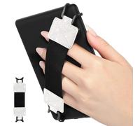 MoKo Security Hand-Strap for 6-8" Kindle eReaderFire Tablet, Kindle/Kobo/Voyaga/Lenovo/Sony Kindle E-Book Tablet, Elastic Versatile Hand Strap Lightweight Finger Grip Holder, Black Belt, Glitter White