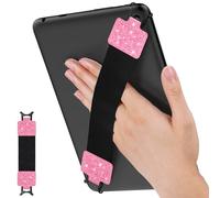 MoKo Security Hand-Strap for 9-11 Inch Tablet, iPad/iPad Pro/iPad Air/Kindle Fire HD/Samsung, Black High-Elasticity Versatile Hand Strap Lightweight Finger Grip Holder, Shiny Pink
