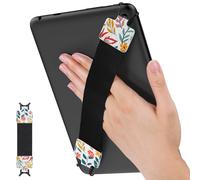 MoKo Security Hand-Strap for 9-11 Inch tablet, iPad/iPad Pro/iPad Air/Kindle Fire HD/Samsung, High-elasticity Versatile Hand Strap Lightweight Finger Grip Holder, Black Belt, Flowers