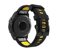 MoKo Watch Strap Compatible with Garmin Fenix 7/7 Pro/6/6 Pro/5/5 Plus/Forerunner 965/955/945/Instinct Solar/Instinct 2, Quick Fit 22mm Soft Silicone Replacement Band Sport Wristband, Black/Yellow