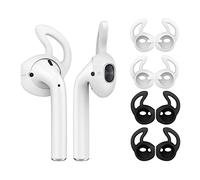 MoKo Silicone Eartips Fit Apple AirPods/EarPods [4 Pairs], Silicone Soft Covers Anti-Slip Sport Earbud Tips, Anti-Drop Ear Hook Gel Headphones Earphones Protective Accessories Tips - White + Black
