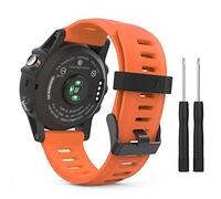 MoKo Silicone Sports Watch Strap for Garmin Fenix 3/3 HR/5X/5X Plus/D2 Delta PX/Tactix Bravo/Descent Mk1/Quatix 3, Orange, 21 cm, 145 mm - 210 mm (5.70 - 8.26 inches) Wrist