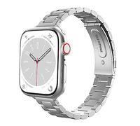 MoKo Slim Metal Band Compatible with Apple Watch Series 11/10 42mm, 9/8/7 41mm, SE3/SE2/SE/6/5/4 40mm, 3/2/1 38mm, Stainless Steel Thin Band Replacement Strap iWatch Wristband for Women, Silver