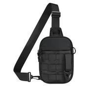 MoKo Small Sling Bag for Men, Mini Utility EDC Tatical Water-Resistant Crossbody Chest Shoulder Bag with RFID Blocking Card Slots for Sport Hiking Travel Work, Black