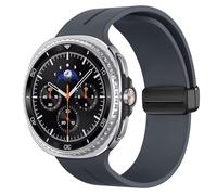 MoKo Smartwatch Band Compatible with Samsung Galaxy Watch 8, Silicone Band for Galaxy Watch 8 Classic, Soft Sport Quick Release Magnetic Breathable Strap for Men Women, Platinum steel gray