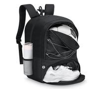 MoKo Soccer Bag Backpack, Basketball Backpack for Men & Women with Separate Ball and Shoes Compartments, Water-Resistant, Fence Hook, Sports Equipment Bag for Clothes, Shoes, Tablets, Laptops, Black