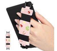 MoKo Soft Hand Strap for 6-8" eReaders Fire Tablet, Kindle/Kobo/Voyaga/Lenovo/Sony E-Book Tablet, Black High-Elasticity Versatile Hand Strap Lightweight Finger Grip Holder, Kiwi Strawberry