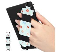 MoKo Soft Hand Strap for 6-8" eReaders Fire Tablet, Kindle/Kobo/Voyaga/Lenovo/Sony E-Book Tablet, Black High-Elasticity Versatile Hand Strap Lightweight Finger Grip Holder, Strawberry Bow
