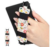 MoKo Soft Hand Strap for 6-8" Kindle eReaders Fire Tablet Kindle/Kobo/Voyaga/Lenovo/Sony Kindle E-Book Tablet, Black High-Elasticity Versatile Hand Strap Lightweight Finger Grip Holder, Full Flowers
