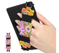 MoKo Soft Hand Strap for 6-8" Kindle eReaders Fire Tablet Kindle/Kobo/Voyaga/Lenovo/Sony Kindle E-Book Tablet, Black High-Elasticity Versatile Hand Strap Lightweight Finger Grip Holder, Campus Flower