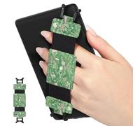 MoKo Soft Hand Strap for 6-8" Kindle eReaders Fire Tablet Kindle/Kobo/Voyaga/Lenovo/Sony Kindle E-Book Tablet, Black High-Elasticity Versatile Hand Strap Lightweight Finger Grip Holder, Green Flower