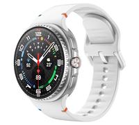 MoKo Sport Strap for Samsung Galaxy Watch 8 Strap 40mm 44mm/Galaxy Watch 8 Classic 46mm, Soft Silicone Replacement Band for Men Women, M/L, White