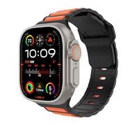 MoKo Sport Straps Compatible with Apple Watch Ultra 2 Strap 49mm 46mm 45mm 44mm 42mm for Men Women,Two-Tone Silicone Replacement Band for iWatch Strap SE Series 10 9 8 7 6 5 4 Ultra 2,Orang/Black