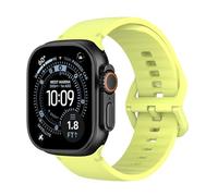 MoKo Sport Watch Band Compatible with Apple Watch Ultra 3/2/1 49mm, S11/S10 46mm, 9/8/7 45mm, SE3/SE2/SE/6/5/4 44mm, 3/2/1 42mm, No Gap Silicone Breathable Replacement Strap for Women Men, Neon Yellow