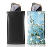 MoKo Squeeze Top Glasses Pouch, Leather Soft Sunglasses Case, 2pack