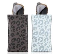 MoKo Squeeze Top Glasses Pouch, Leather Soft Sunglasses Case, 2pack