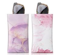 MoKo Squeeze Top Glasses Pouch, Leather Soft Sunglasses Case, 2pack