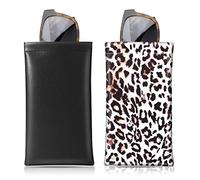 MoKo Squeeze Top Glasses Pouch, Leather Soft Sunglasses Case, 2pack