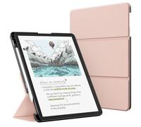 MoKo Stand Case for 11" Kindle Scribe (3rd Generation -2025) & Kindle Scribe Colorsoft (1st Generation 2025) - Premium Leather Trifold Stand Cover with Pen Holder, Auto Sleep/Wake, Rose Gold