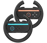 MoKo Steering Wheel for Nintendo Switch 2 Joy-Cons, Racing Game Accessories for Switch 2 Joy-Con Controller, Compatible with Mario Kart 8 Deluxe, Coal Black, 2 Pack