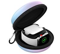 MoKo Travel Case Compatible with Apple Watch Series 10/9/8/7/6/5/4/3/2/1/SE, Portable Protective Travel Storage Bag Fit iWatch Stand and Airpods 2 & 1 Charging Case Station Dock, Gradient Blue Purple