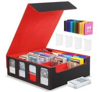 MoKo Storage Box for Trading Cards, 3000+ MTG Deck Box With 24 Colorful Dividers & 4 Supporters, Commander Case With Display Window, Fits Magic Game Cards, YugiOh, Black Red
